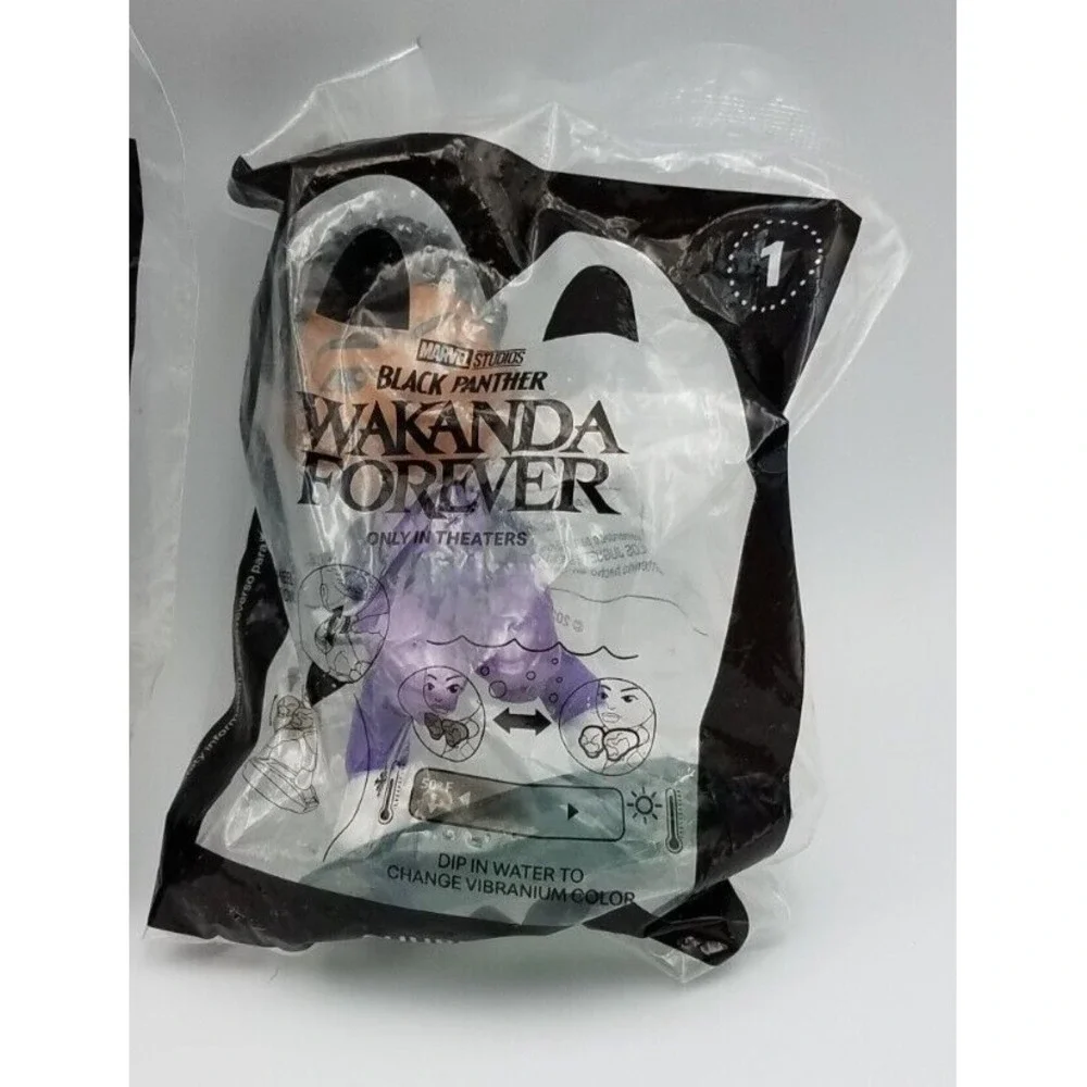 Lot of 3 Black Panther Wakanda Forever‎ McDonalds Happy Meal Figures New in Pack